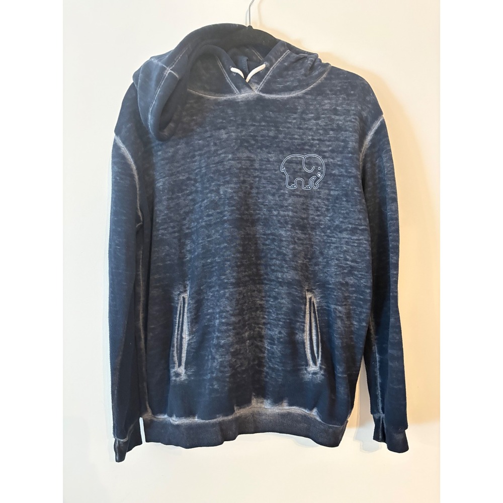 Ivory Ella Navy Blue Burnout Elephant Graphic Pullover Hoodie Small S